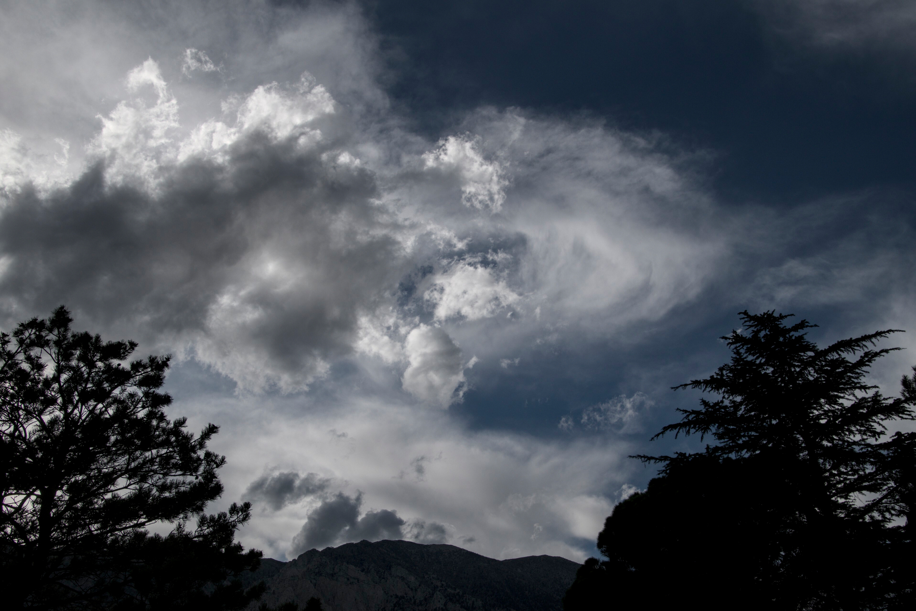 A dramatic sky of swirling cumuloimbus.