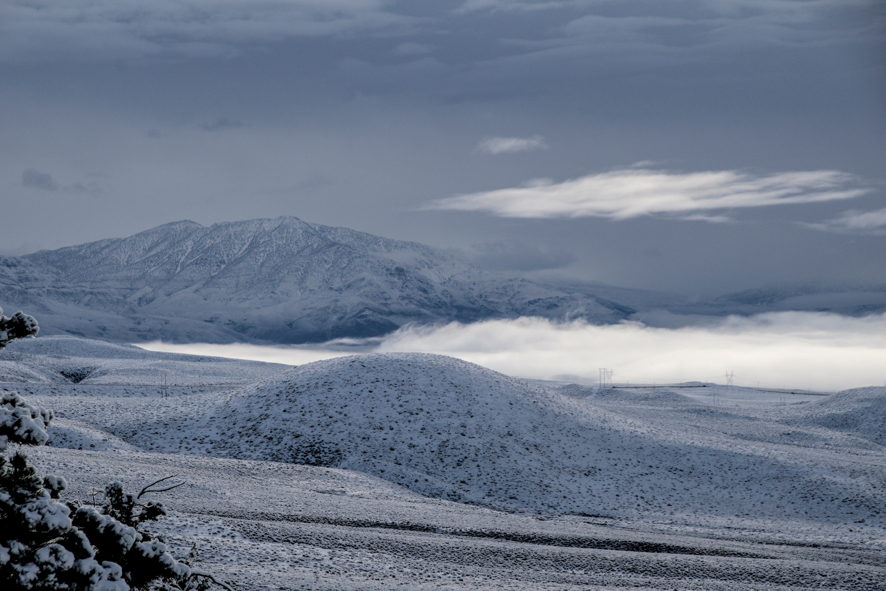 Volcsnic tablelands covered in snow.